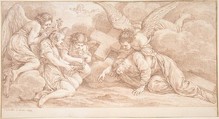 Christ Falling under the Cross, Charles Nicolas Cochin II (French, Paris 1715–1790 Paris), Red chalk, framing lines in pen and brown ink