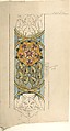 Design for Ecclesiastical Embroidery, Vertical Pattern with Tudor Rose, Ernest Geldart British, Graphite, pen and ink with watercolor