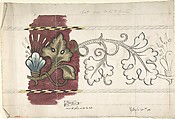 Design for Ecclesiastical Embroidery, Ernest Geldart British, Graphite, pen and ink with watercolor