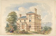 Design for a Suburban Villa (Perspective), Thomas Hellyer British, Watercolor and graphite