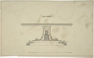 Design for Loo-Table, with plans of top and pedestal, Robert William Hume (British, London 1816–1904 Long Island City), Pen and ink, graphite
