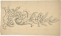 Designs for borders and corners, acanthus, Robert William Hume  British, Pen and ink, graphite