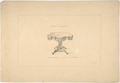 Design for a Fancy Table, Louis Quatorze Style, Robert William Hume (British, London 1816–1904 Long Island City), Pen and ink, graphite, watercolor