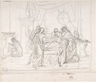 Scene from Ancient History: Cup Offered to an Invalid, Jacques Louis David (French, Paris 1748–1825 Brussels), Black chalk