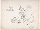 General Bonchamp Shown in a Pose Designed for His Tomb (Recto), Pierre Jean David d'Angers (French, Angers 1788–1856 Paris), Graphite, pen and bown ink (recto); graphite (verso)