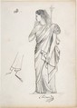 The Allegorical Figure of France for the Tomb of General Bonchamp, Pierre Jean David d'Angers (French, Angers 1788–1856 Paris), graphite, pen and brown ink