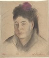 Madame Loubens, Edgar Degas (French, Paris 1834–1917 Paris), Charcoal and pastel with red, black, and white chalk over graphite on beige wove paper