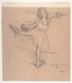 Little Girl Practicing at the Bar, Edgar Degas (French, Paris 1834–1917 Paris), Black chalk and graphite, heightened with white chalk on pink laid paper