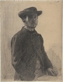 Self-Portrait, Edgar Degas (French, Paris 1834–1917 Paris), Black chalk and graphite, heightened with white on heavy beige wove paper