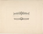 Designs for Two Heraldic Cornices, Florid Gothic Style, Robert William Hume  British, Pen and ink, watercolor