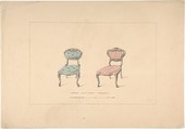 Design for Drawing Room Chairs, Louis Quinze Style, Robert William Hume  British, Pen and ink, watercolor