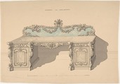 Design for Sideboard, Louis Quatorze Style, Robert William Hume  British, Pen and ink, graphite, watercolor