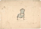 Design for Armchair, François Premier Style, Robert William Hume  British, Pen and ink, graphite, watercolor