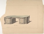Design for Library Table, Robert William Hume  British, Pen and ink, graphite, watercolor