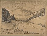 View in the Black Forest (Valley near St. Blasien), Hans Thoma German, Pen and black ink, over a sketch in graphite, heightened with white gouache