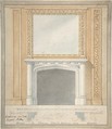 Design for a Chimney Piece in a "Jacobethan" style, for the Drawingroom at Grendon Hall, Warwickshire, Joseph Potter British, Pen and ink over graphite