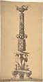 Design for a Candelabrum, Edgar George Papworth Sr. British, Pen and ink, brush and gray wash