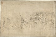 A Military Review, Thomas Rowlandson  British, Pen and black ink