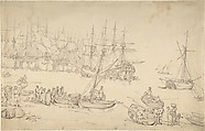 Harbor scene, Thomas Rowlandson  British, Pen and ink
