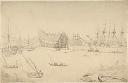 Harbor scene, Thomas Rowlandson  British, Pen and ink