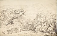 Landscape with Oxen and Felled Tree, Thomas Rowlandson  British, Graphite, pen and ink