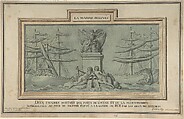 Study for Decoration of the Obelisk at Port-Vendres, Charles de Wailly French, Pen and black ink, brush and gray and green wash; Framing lines in pen and brown and black ink and wash