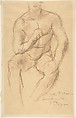 Study for a bronze sculpture, Athlète au Repos, Charles-Albert Despiau (French, Mont-de-Marsan 1874–1946 Paris), Brown chalk on paper