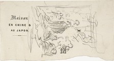 Figure composition, Narcisse-Virgile Diaz de la Peña (French, Bordeaux 1808–1876 Menton), Black chalk on wove paper (probably torn from letterhead printed:  Maison/ en chine &/ au japon./ M)