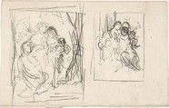 Two studies for a figure composition,  including three women and a child, Narcisse-Virgile Diaz de la Peña (French, Bordeaux 1808–1876 Menton), Black chalk