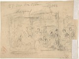 Woman holding an open jewelry box (recto); Studies for a figure composition and a leaded window (verso), Narcisse-Virgile Diaz de la Peña (French, Bordeaux 1808–1876 Menton), Black chalk; verso: black chalk and graphite on wove paper