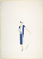 Design for Davidow, New York: Dress, Hat and Shoes in Blue and White, Erté (Romain de Tirtoff)  French, born Russia
