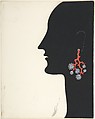 Design for Coral Earrings, Erté (Romain de Tirtoff) French, born Russia, Gouache and metallic paint