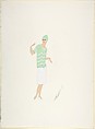 Design for Davidow, New York: Dress, Hat and Shoes in Lime Green and White, Erté (Romain de Tirtoff)  French, born Russia