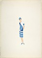 Design for Davidow, New York: Dress, Hat and Shoes in Seven Shades of Blue and White, Erté (Romain de Tirtoff)  French, born Russia