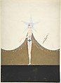 "Les États-Unis" Beaded Costume Design with Star-Shaped Headdress for "L'Or," Ziegfield Follies, Erté (Romain de Tirtoff)  French, born Russia, Gouache and metallic paint