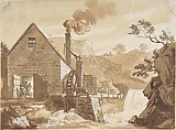 The Iron Forge between Dolgelli and Barmouth, Merioneth Shire, Paul Sandby  British, Brush and brown wash over graphite