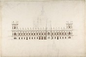 Drawing for Foreign Office, Westminster, for competition of 1857, Sir Robert Smirke British, Pen and ink, brush and wash, over graphite