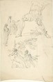 Sketchbook Page: Figures and Sculpture, Anonymous, British, 19th century, Graphite