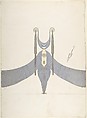 "Les Noces d'Argent " Triple Costume Design for "Les Mariages," George White's Scandal (center), Erté (Romain de Tirtoff) French, born Russia, Gouache and metallic paint