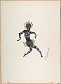 Costume Design Ornamented with Gold Baubles and Beads for "Ballet Africain," George White's Scandals, New York, Erté (Romain de Tirtoff)  French, born Russia, Gouache and metallic paint