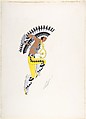 "Chief," Costume Design for "Indian Dagger Dance," George White's Scandals, New York, 1928, Erté (Romain de Tirtoff)  French, born Russia, Gouache and metallic paint
