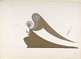 "Ange Harpiste, " Costume Design for "The Blues," George White's Scandals, New York, Erté (Romain de Tirtoff)  French, born Russia, Gouache and metallic paint