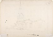 A Jacobean Country House with 18th century alterations (recto); Spired Country Church (verso), Anonymous, British, late 18th–early 19th century, Recto: pen and ink, brush and gray wash
Verso: graphite
