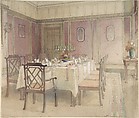 View of a Dining Room, Anonymous, British, 20th century British, Watercolor