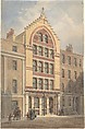 Façade of a Commercial Building, Venetian Gothic Style, Anonymous, British, 19th century  British, Watercolor