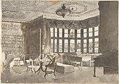 Interior of an English Country House Library, Anonymous, British, late 19th to early 20th century  British, Pen and ink, brush and wash