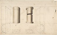 Projections of Columns, Anonymous, British, 18th century  British, Pen and ink, brush and gray and brown wash