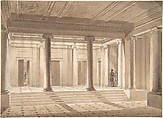 Ionic Entrance Hall, Anonymous, British, 19th century  British, Pen and ink, brush and brown wash