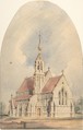 Architectural Rendering of a Gothic Revival Church, Anonymous, British, 19th century British, Watercolor