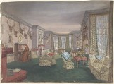 Drawing Room at Mar Lodge, Parish of Craithe and Braemar, Aberdeenshire, Anonymous, British, 19th century British, Watercolor